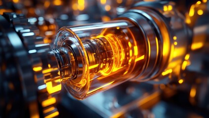 Glowing Glass and Metal Gears: Futuristic Machinery