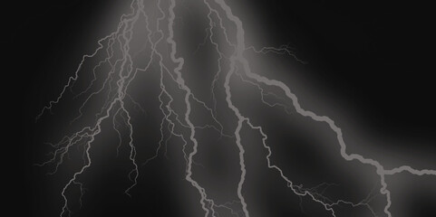 Thunder Stock Image In Black Background. Massive lightning bolt with branches isolated on black background.