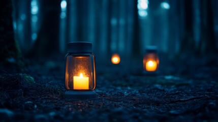 Lanterns illuminate dark forest during Matariki celebrations symbolizing renewal and remembrance
