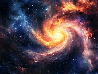 Fototapeta premium Cosmic Spiral: A Celestial Dance of Fire and Ice