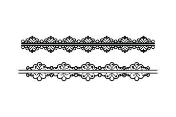 Ornate Lace Borders Decorative Divider Line Vector Design.
