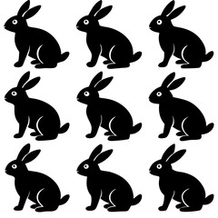 set of rabbit silhouettes