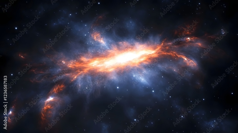 Poster breathtaking image of a dynamic and colorful cosmic phenomenon in the depths of the universe showcas
