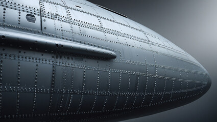 Rivets and Metal Closeup of Vintage Airplane Fuselage