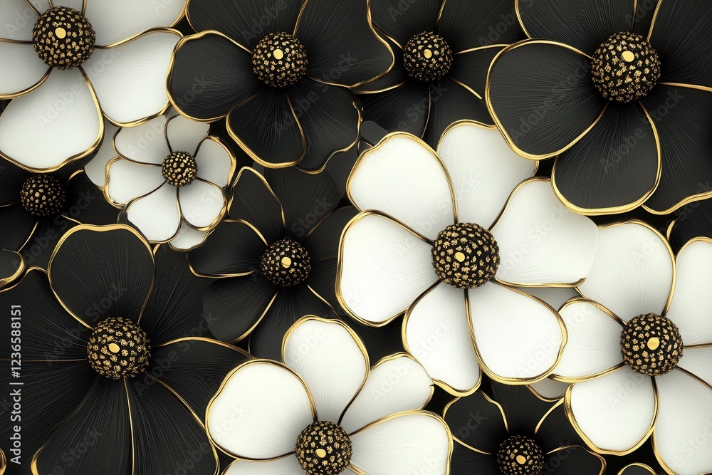 Poster beautiful golden floral pattern on a dark background showcasing artistic design elements and intrica