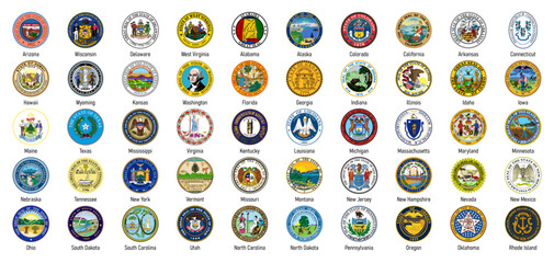 Comprehensive Collection of U.S. State Seals Badges Vector Set