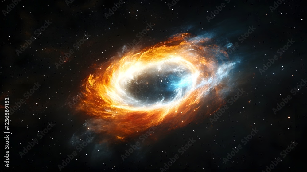 Aufkleber captivating image showcasing a mesmerizing cosmic vortex erupting with fiery celestial energy in the