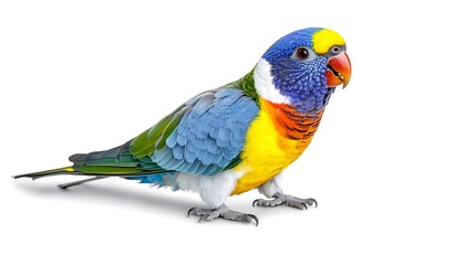 Obraz premium Vibrant Rainbow Lorikeet Parrot Bird Isolated on White Background Exotic Wildlife