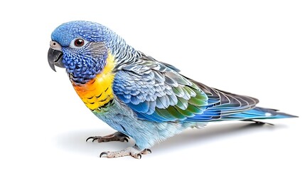 Obraz premium Vibrant Blue crowned Conure Parrot Bird Exotic Pet Colorful Plumage Isolated White Background