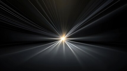 Obraz premium Converging light rays forming a central point of focus, surrounded by data-driven digital lines.