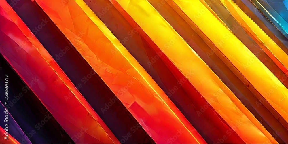 Poster a colorful striped background with a red stripe