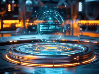 Futuristic Holographic Interface in High-Tech Command Center