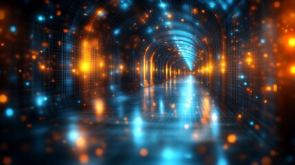 Obraz premium Futuristic Illuminated Tunnel Digital Corridor Design