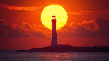 Lighthouse Sunset: A Majestic Seascape