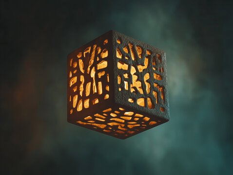 Illuminated Geometric Cube Lantern