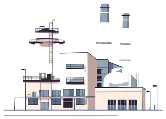Modern Scientific Research Facility Building Illustration