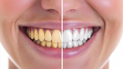 Teeth whitening transformation dental office before and after images bright environment close-up view smile enhancement