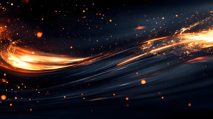 Obraz premium Abstract fiery waves flowing across a dark background