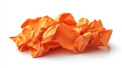 Clean Text Space Concept Crumpled Orange Sticky Note Smoothed on White Background
