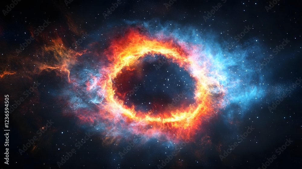 Aufkleber mesmerizing cosmic explosion in the heart of a vivid galactic nebula this striking digital artwork d