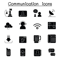 Communication & Technology icon set in thin line style