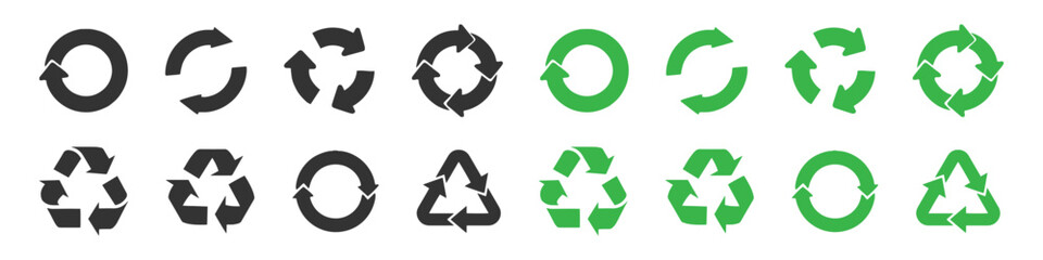 Recycling and Circular Arrow Vector Icons Set