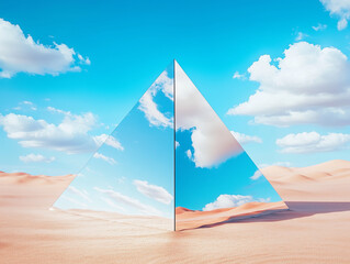 Surreal Desert Pyramid Mirror