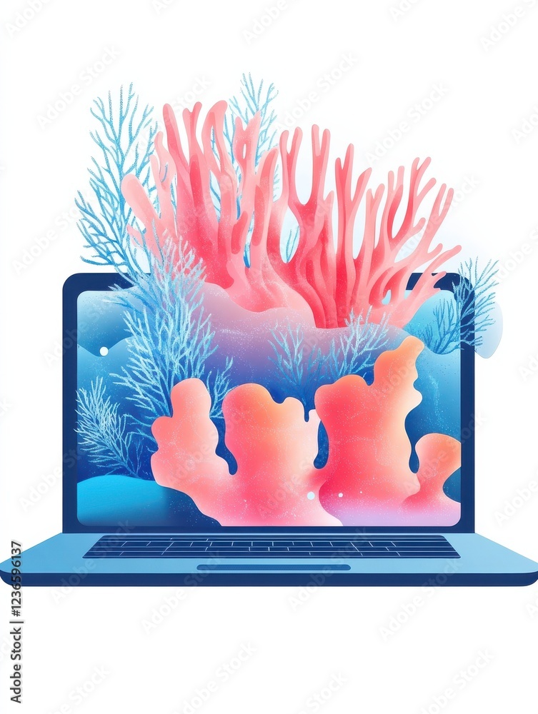 Poster laptop with data visualization software and developers working. big data visualization, big data ana