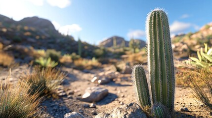 Majestic Desert Cactus Landscape Under a Clear Sky