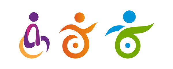 a collection of disability logos with various shapes with enthusiasm