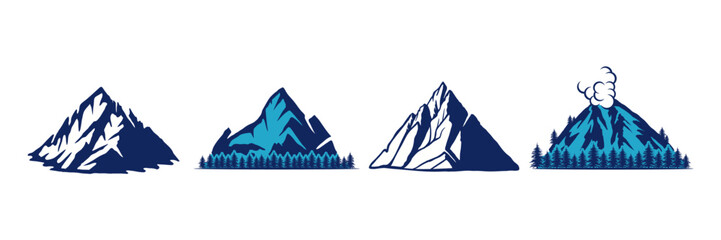 collection of mountain logos with various shapes