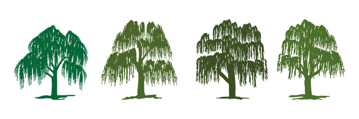 a collection of willow tree logos with various unique shapes
