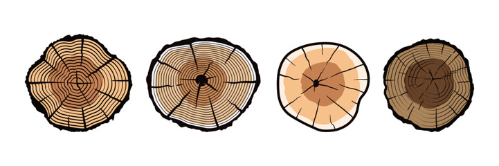 collection of wooden logos with various and modern shapes