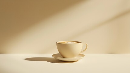Obraz premium Cappuccino coffee cup isolated on a simple background, evoking warmth