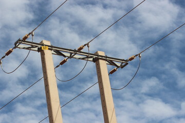 Electric pole with line wire