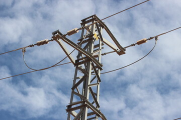 Electric pole with line wire