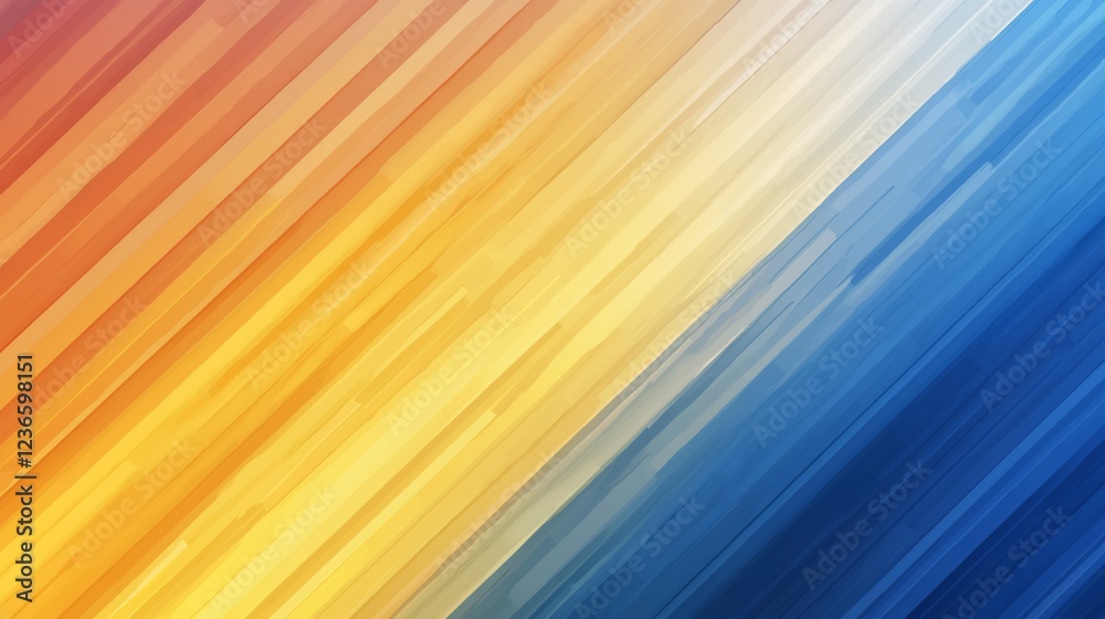 Poster abstract diagonal lines in warm and cool colors.