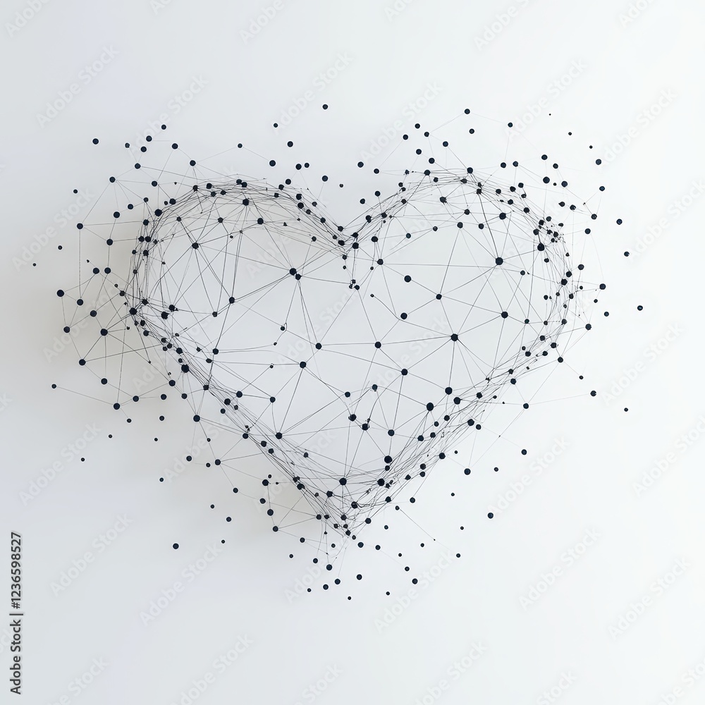 Wall mural minimalist heart design with small curves and connected elements