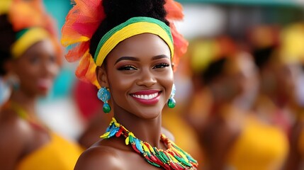 Vibrant Carnival Parade with Dancers in Colorful Costumes Celebrating Culture and Tradition