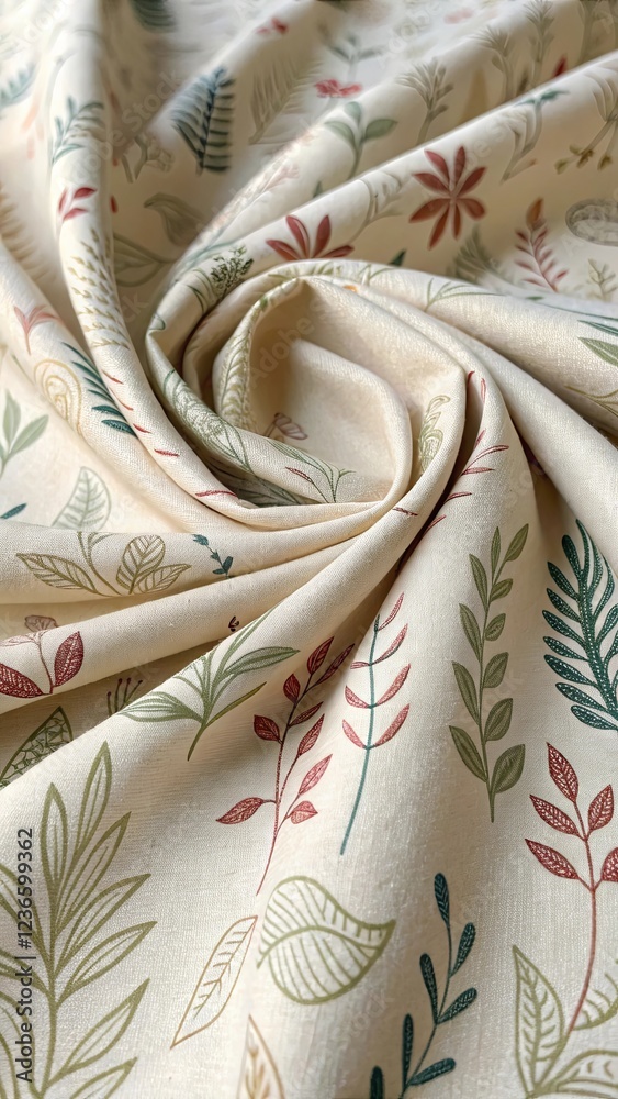 Aufkleber a roll of fabric with a leaf pattern