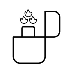 Burning lighter icon. Flaming lighter vector illustration isolated. Classic design