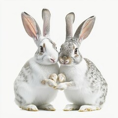 Fototapeta premium Minimalist Artistic Representation of Two Rabbits in Heart Shape