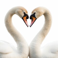 Fototapeta premium Minimalist Swans Forming Heart Shape in Elegant 2D Design