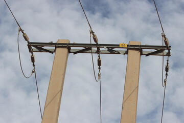 Electric pole with line wire