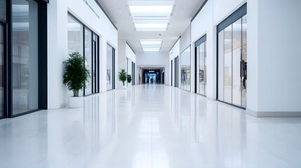 Fototapeta premium Light-Filled Atrium in a Modern Shopping Mall with Contemporary Retail Spaces
