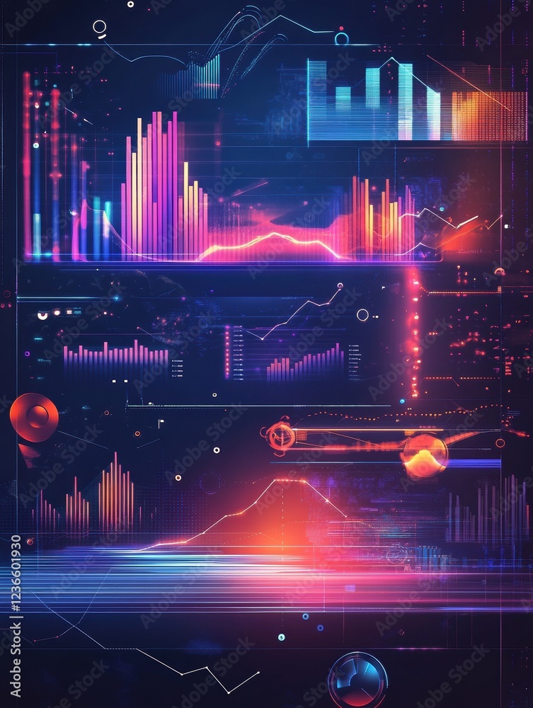 Poster performance data visualization abstract concept vector illustrations.