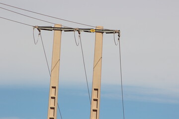 Electric pole with line wire