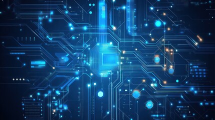 Blue digital background for technological operations neural networks AI big data transmission encryption archives audio visual representations science cyber connection technology computer internet