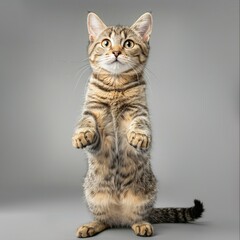 Obraz premium Adorable Cat With Big Eyes On Its Hind Legs