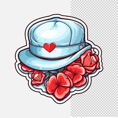 Romantic Hat With Heart And Roses On A Transparent Background
